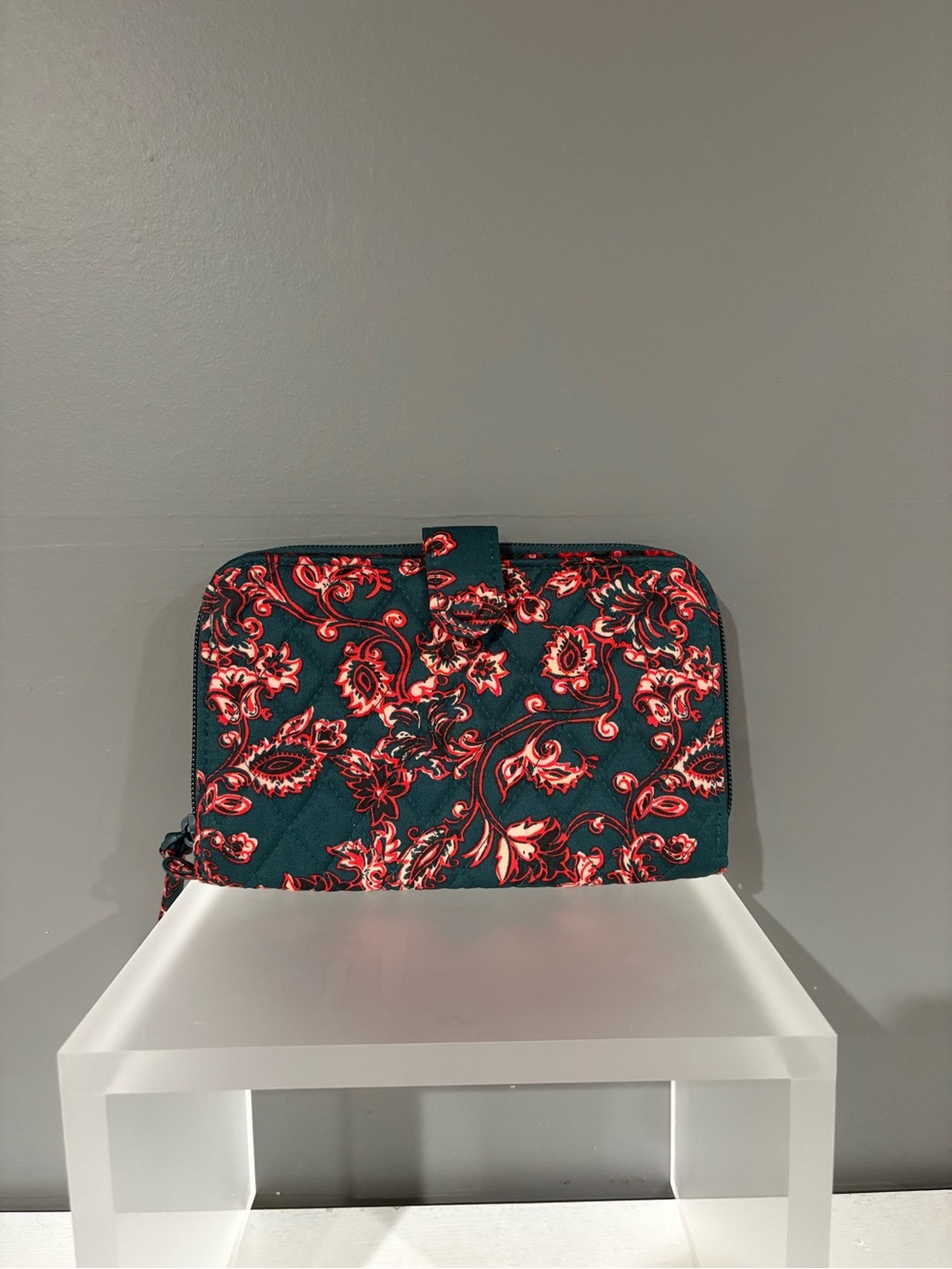 Vera Bradley Teal and Red Paisley Zip Wallet